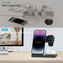 Z5G 3 az 1-ben összecsukható vezeték nélküli töltőállvány iPhone / Apple Watch / AirPods készülékekhez - 15W - fekete