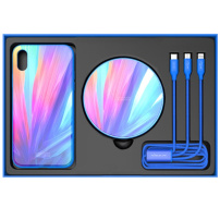 NILLKIN 3v1 ajándékcsomagolás (védőtok / vezeték nélküli töltő / töltő kábel) - iPhone X - kék