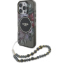 Guess IML Flowers Pearl Strap hátlap pánttal és MagSafe funkcióval iPhone 16 Pro Max készülékhez - szürke