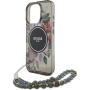 Guess IML Flowers Pearl Strap hátlap pánttal és MagSafe funkcióval iPhone 16 Pro Max készülékhez - szürke