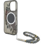 Guess IML Flowers Pearl Strap hátlap pánttal és MagSafe funkcióval iPhone 16 Pro Max készülékhez - szürke