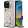 Guess Grained Roses 4G Metal Logo tok iPhone 16 Pro készülékhez - rózsaszín
