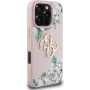 Guess Grained Roses 4G Metal Logo tok iPhone 16 Pro készülékhez - rózsaszín