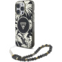 Guess IML Palm Trees Triangle Logo Pearl Strap tok MagSafe-fel iPhone 16 Pro - fekete színben