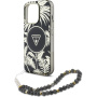 Guess IML Palm Trees Triangle Logo Pearl Strap tok MagSafe-fel iPhone 16 Pro - fekete színben