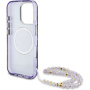 Guess IML Palm Trees Triangle Logo Pearl Strap tok MagSafe funkcióval iPhone 16 Pro készülékhez - lila