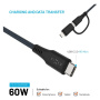 FIXED 2v1 fonott töltő- és adatkábel - USB-C -ről USB-C-re / Lightning - 3 m - sötétszürke