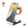 FIXED MagPowerstation Alu 2 3 az 1-ben mágneses vezeték nélküli állvány iPhone / Apple Watch / AirPods készülékekhez - 15W - titánszínű