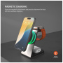 FIXED MagPowerstation Alu 2 3 az 1-ben mágneses vezeték nélküli állvány iPhone / Apple Watch / AirPods készülékekhez - 15W - titánszínű