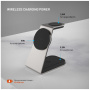 FIXED MagPowerstation Alu 2 3 az 1-ben mágneses vezeték nélküli állvány iPhone / Apple Watch / AirPods készülékekhez - 15W - titánszínű