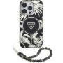 Guess IML Palm Trees Triangle Logo Pearl Strap tok MagSafe-fel iPhone 16 Pro - fekete színben