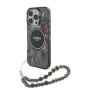 Guess IML Flowers Pearl Strap hátlap pánttal és MagSafe funkcióval iPhone 16 Pro Max készülékhez - szürke