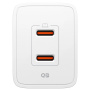 Spigen Essential gyorstöltő adapter 2x USB-C porttal - 47W - fehér
