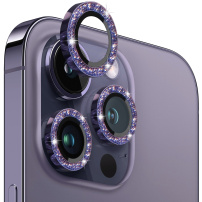 NORTHJO üveg csillogó kerettel a hátsó kamera lencséinek védelmére iPhone 14 Pro / 14 Pro Max készülékekhez - lila