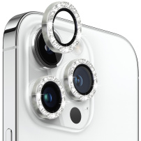 NORTHJO üveg csillogó kerettel a hátsó kamera lencséinek védelmére iPhone 14 Pro / 14 Pro Max készülékekhez - ezüst
