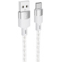 Hoco X99 Crystal Junction átlátszó szilikon USB-A/USB-C töltő- és adatkábel iPhone / iPad / AirPods készülékhez - 1 m - szürke