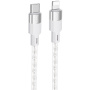 Hoco X99 Crystal Junction átlátszó szilikon USB-C / Lightning töltő- és adatkábel iPhone / iPad / iPod / AirPods készülékhez - 1 m - szürke