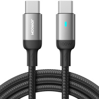 JOYROOM S-CC100A10 textil borítású 100W-os USB-C / USB-C töltő- és adatkábel iPhone / iPad / MacBook / AirPods készülékhez - 1,2 m - fekete