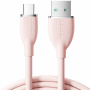 JOYROOM SA29-AC3 szilikon töltő- és adatkábel USB-A / USB-C iPhone / iPad / MacBook / AirPods készülékhez - 1,2 m - világos rózsaszín