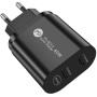 40W-os gyorstöltő adapter dupla porttal PD USB-C / QC USB-C - iPhone / iPad - fekete