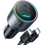 JOYROOM CCN07 autós töltő szett 2x USB-C / USB-A portokkal és USB-C - USB-C kábellel - 120W - 1,2 m - fekete