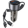 Yesido Y58 autós töltő szett USB-C / USB-A portokkal és Lightning és USB-C kábellel - 60W - 1,2 m - fekete