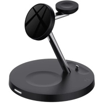3in1 mágneses töltőállvány éjszakai világítással - iPhone / Apple Watch / Airpods - fekete
