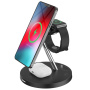 3in1 mágneses töltőállvány éjszakai világítással - iPhone / Apple Watch / Airpods - fekete