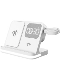 B-22 4 az 1-ben vezeték nélküli töltő állvány órával iPhone / Apple Watch és Lightning csatlakozóval AirPods-hoz - 15W - fehér