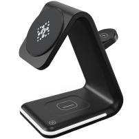 B17 3 az 1-ben mágneses vezeték nélküli állvány háttérvilágítással iPhone / Apple Watch / AirPods készülékekhez - 15W - fekete