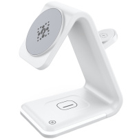 B17 3 az 1-ben mágneses vezeték nélküli állvány háttérvilágítással iPhone / Apple Watch / AirPods készülékekhez - 15W - fehér