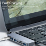 Yesido HB10 6 az 1-ben hub - SD / TF kártyahely / USB-C / 3x USB-A - 2x USB-C MacBookhoz - szürke