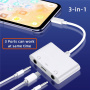 TC005 audio és töltő adapter - 2x 3,5 mm jack / USB-C - USB-C - fehér