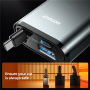 JOYROOM CCL07 autós töltő szett USB-C / USB-A portokkal és kihúzható USB-C kábellel - 45W - 0,8 m - sötétszürke