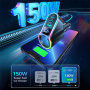 JOYROOM CL21 autós töltő 2x USB-C / USB-A porttal és szivargyújtó elosztóval - 150W - fekete