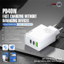 WEKOME WP-U63 gyorstöltő adapter 2x USB-C / USB-A porttal - 40W - fehér