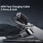 USAMS CC266 adapter szett USB-C / USB-A portokkal és beépített USB-C kábellel - 65W - 1,5 m - sötétszürke