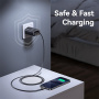 USAMS CC299 adapter szett USB-C / USB-A portokkal és kihúzható USB-C kábellel - 65W - fehér