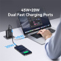 USAMS CC299 adapter szett USB-C / USB-A portokkal és kihúzható USB-C kábellel - 65W - fehér