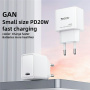 Yesido YC60 GaN mini gyorstöltő adapter USB-C porttal - 20W - fehér