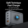 Yesido YC143 GaN gyorstöltő adapter 3x USB-C / USB-A porttal - 140W - sötétszürke