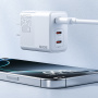 WEKOME WP-U66 GaN gyorstöltő adapter 2x USB-C / USB-A porttal - 65W - fehér