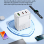 WEKOME WP-U66 GaN gyorstöltő adapter 2x USB-C / USB-A porttal - 65W - fehér