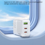 WEKOME WP-U66 GaN gyorstöltő adapter 2x USB-C / USB-A porttal - 65W - fehér