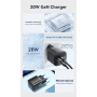 ESSAGER ES-CD31 GaN mini gyorstöltő adapter USB-C / USB-A portokkal - 20W - fekete