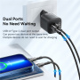 ESSAGER ES-CD31 GaN mini gyorstöltő adapter USB-C / USB-A portokkal - 20W - fehér