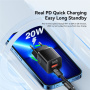ESSAGER ES-CD31 GaN mini gyorstöltő adapter USB-C / USB-A portokkal - 20W - fehér