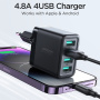 JOYROOM JR-TCN03 töltő adapter 4x USB-A porttal - 24W - fekete