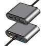 FX-1815B 8 az 1-ben hub - TF kártyahely / HDMI / VGA / 3,5 mm-es jack / USB-C / 3x USB-A - USB-C-hez MacBookhoz - szürke