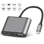 FX-1815B 8 az 1-ben hub - TF kártyahely / HDMI / VGA / 3,5 mm-es jack / USB-C / 3x USB-A - USB-C-hez MacBookhoz - szürke
